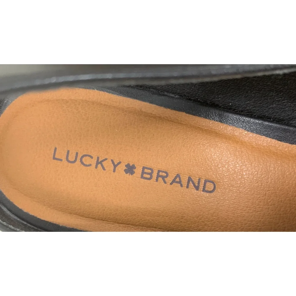 Lucky Brand Brigeet Slingback Flats Women's 9 Black Studded Pointed Toe Shoes